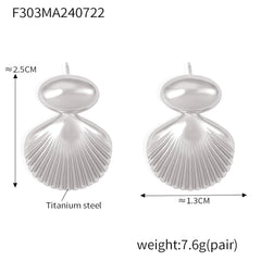 18K Gold-Plated Scallop Shell Stud Earrings