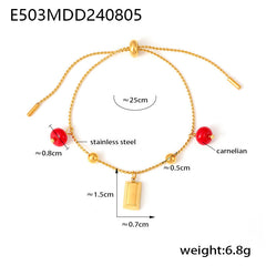 18K Gold-Plated Agate Charm Bracelet