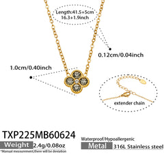 Color Four-Petal Cubic Zirconia Necklace and Earrings