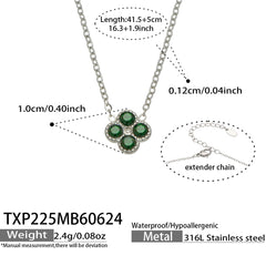 Color Four-Petal Cubic Zirconia Necklace and Earrings