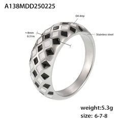 Geometric Checker Accent Band Ring