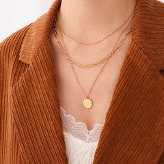 Gold-Tone Letter Coin Pendant Necklace