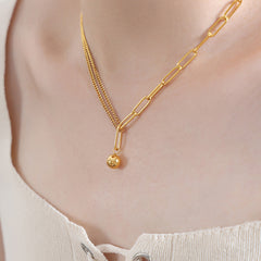Gold-Tone Bead & Split Chain Necklace