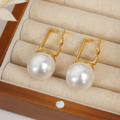 Gold-Tone Round Bead Drop Earrings