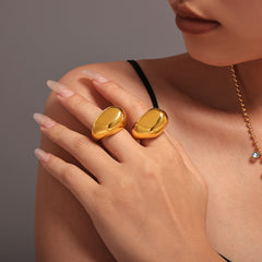 18K Gold-Plated Polished Dome Statement Ring