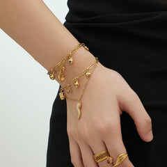 18K Gold-Plated Layered Charm Bracelets