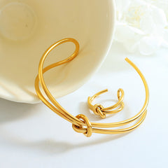 18K Gold-Plated Knot Cuff and Ring Designs