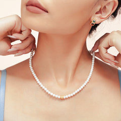 Pearl-Look Beaded Necklace with Decorative Drop Details