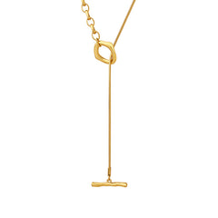 18K Gold-Plated Toggle Lariat Long Necklace
