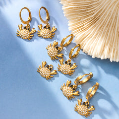 18K Gold-Plated Cubic Zirconia Crab Earrings