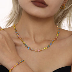 Cubic Zirconia Color-Accent Necklace & Bracelet