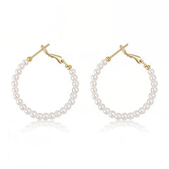 Nicolette Vintage-Inspired Pearl Hoop Earrings No. 425595