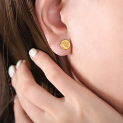 Gold-Tone Celestial Coin Stud Earrings