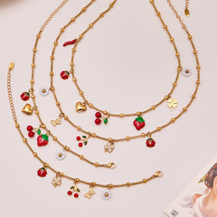 Enamel Cherry or Chili Necklace, Bracelet, Anklet or Ring