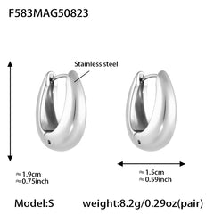Polished U-Shaped Stainless Steel Hoop Earrings