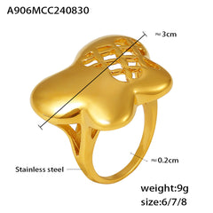 18K Gold-Plated Openwork Flower Ring