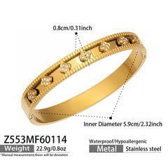 Floral Glass and Cubic Zirconia Clasp Bangles
