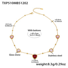 18K Gold-Plated Faceted Glass Heart Jewelry