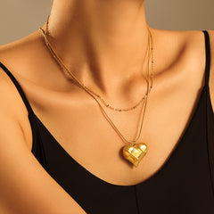 18K Gold-Plated Quilted Heart Necklace or Separate Chain