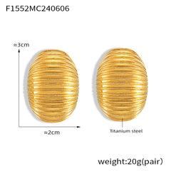 Ribbed Oval Stud Earrings