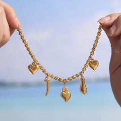 Gold-Tone Cubic Zirconia Charm Bracelet or Anklet