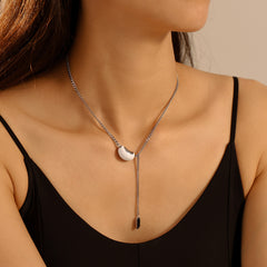 Enamel Bean Pendant Lariat Necklace