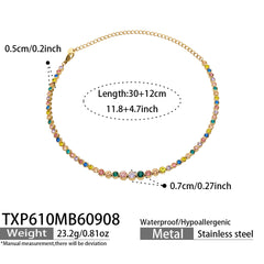 Color Cubic Zirconia Necklace Bracelet and Earrings