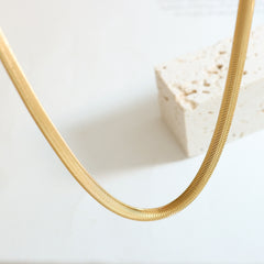 Minimal Flat Snake Chain Necklace