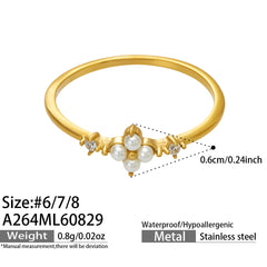 18K Gold-Plated Floral & Pearl-Accent Rings