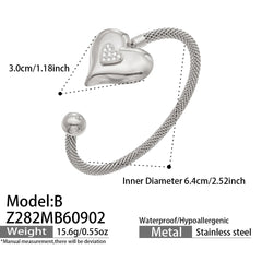 Cubic Zirconia Heart Pendant Necklace & Cuff
