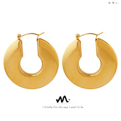 Wide U-Shaped Stainless Steel Hoop Earrings