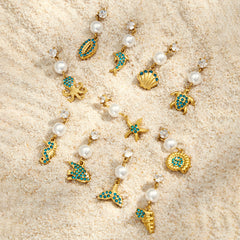 18K Gold-Plated Ocean Charm Drop Earrings
