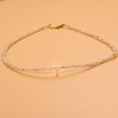 Dainty Stone Beaded Initial Necklace