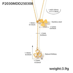 Mother of Pearl Heart Lariat Necklace