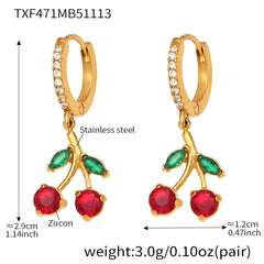 Cherry & Heart Charm Necklace, Bracelet, Earrings or Anklet