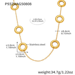 18K Gold-Plated Open Circle Long Necklace