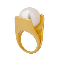18K Gold-Plated Pearl-Look Sculptural Ring