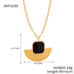Fan-Shaped Glass Stone Earrings & Necklace