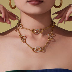 18K Gold-Plated Circle-Link Necklace or Bracelet