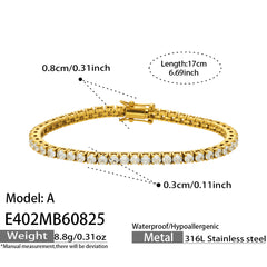 Cubic Zirconia Stainless Steel Tennis Bracelets