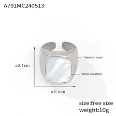 White Shell Sculptural Open Ring