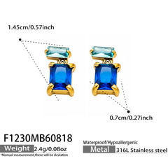 Faceted Rectangle Glass Drop Earrings
