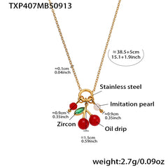 Cherry Enamel Cubic Zirconia Jewelry