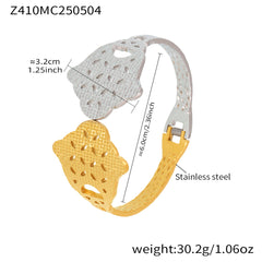 18K Gold-Plated Two-Tone Openwork Cuff Bracelets