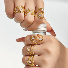 Cubic Zirconia Sculptural Open Rings