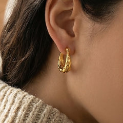 Matte Hammered Hoop Earrings