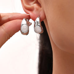 18K Gold-Plated Enamel Crescent Hoop Earrings