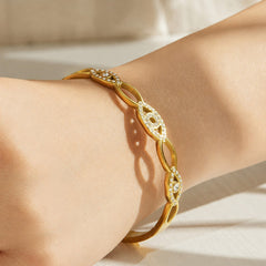 Cubic Zirconia Geometric Detail Bangle Bracelets
