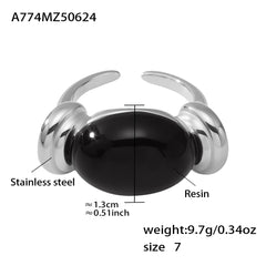Oval Resin Color Accent Ring
