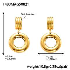 Mixed-Finish Geometric Drop Earrings